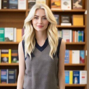 TRONATA Blue Knit Sweater Vest